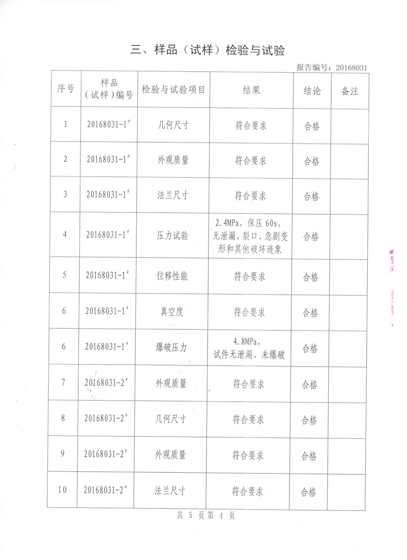 很高興非金屬膨脹節(jié)橡膠接頭通過(guò)了《特種設(shè)備形式實(shí)驗(yàn)報(bào)告》 很高興非金屬膨脹節(jié)橡膠接頭通過(guò)了《特種設(shè)備形式實(shí)驗(yàn)報(bào)告》